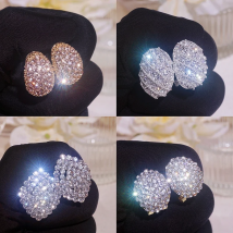 Classic Wedding Party Jewelry Accessories Female Geometric Earrings Luxury Shine Crystal Rhinestone Stud Earrings For Women