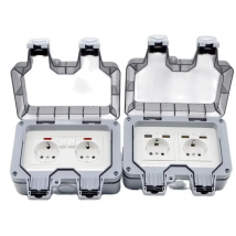 New Outdoor Waterproof Socket EU Standard Plug Style IP66 250V16A Two Position Power Supply Jack With Switch Wholesale