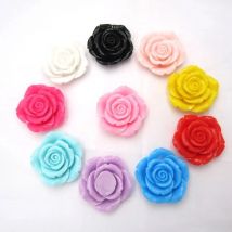 NEW 10pcs Mix Lot Easter Pastel 42mm Colorful Resin Rose Flower Accessories Bead For Girls Chunky Beads Necklace Jewelry Making