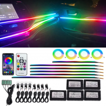 18  in 1 22 in 1 Streamer Symphony Car Ambient Lighting Interior 213 64 Color Rgb Led Light Rainbow Dashboard Acrylic Strip Kit
