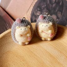 2pcs Miniature Fluffy Hedgehog Resin Charms Kawaii Animal Doll Pendant For Necklace Keychains Diy Jewelry Make
