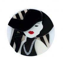 CINDY XIANG New Design Cartoon Modern Girl With Black Hat Brooches For Women Big Round Acrylic Brooch Lapel Pins Jewelry Gifts