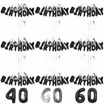 Black Happy Birthday Number Foil Balloons Adult Kids Party Decorations Boy Girl 10 11 14 15 16 18 25 30 35 40 50 60 70 Year Old