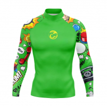 Funny Men Rash Guard Fashion High-Elastic T Shirt Long Sleeve Surfing Swimsuit Top Water Sports Fitness Quick-Drying UPF 50+