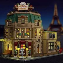 3104PCS Paris Restaurant Building Blocks Creative City Street View MOC Bricks Model Set With Lights Kids DIY Toys Holiday Gifts