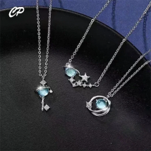 Blue Dream Glazed Planet Necklace Fresh, Wild, Fantastic Universe, Star Sky Key Pendant