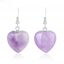 CSJA 2022 Natural Stone Earrings Heart Pendant Drop Earring Pink Purple Quartz Crystal Dangle Women Party Wedding Jewelry F315
