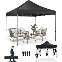 Padiglione commerciale pop-up 3x3 m, riparo immediato, tenda da giardino senza pareti laterali, altezza regolabile, per campeggio, feste, celebrazioni