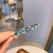 2021 Trend Wedding Bangles for Women Luxury Emerald Gemstone High Carbon Diamond Bracelet Party Fine Jewelry Accessories 16-17cm