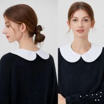 French Women Maid Detachable Faux False Collar Sweet Lace Trim Button Half Shirt Necklace Choker Mini Poncho Dropshipping