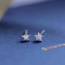 Ruifan Small Star Black Cubic Zircon Stud Earrings for Women Sterling Silver 925 Trendy Lady Jewelry 2025 New Official-website