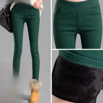 Thicken Plush Velvet Lined Leggings Pencil Pants Winter Warm High Waist Slim Pantalones Big Size 4xl Stretch Trouser New Spodnie