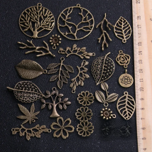 10pcs Vintage Metal Antique Bronze Mix Size/Style Leaf Flower Tree Charms Plant Pendant for Jewelry Making Diy Handmade Jewelry