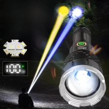 Newly High Power Rechargeable LED Flashlight Yellow White Tactical Torch Ultra Powerful Flashlight Long Range Outdoor Hand Lamp