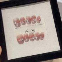 10Pcs Short Handmade Press on Nails Cat Eye Fake Nails Wearable Stick-on Nails False Nail Накладные Ногти Uñas Postizas 네일팁