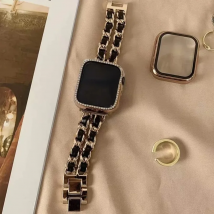 Women Gold Wristband for Apple Watch Band 11 10 46mm 9 8 Ultra 3 49mm SE 6 41 45mm 38/42mm 44 40mm Strap Metal Leather Bracelet