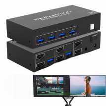 2X2 KVM Switch Dual Monitor 4k 60Hz HDMI 2.0 KVM Switch Extended Display HDMI DisplayPort USB 3.0 KVM Switch 2 in 2 out for PC