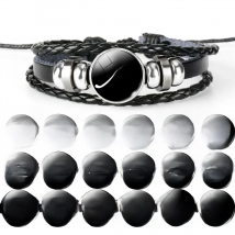 26 Letter A-Z Glass Buckle Leather Bracelet ID Name Friendship Adjustable Black Woven Bracelet for Boys and Girls As Family Gift