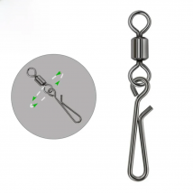 20Pcs Stainless Steel Fishing Bearing Swivels Interlock Rolling Swivel with Hooked Snap Fishing Hook Connector Tackle