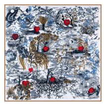 90cm Manual Hand Roll Twill Silk Graffiti Scarf Women Heart Curled Square Scarves Echarpes Foulards Femme Wrap Bandana Hijab