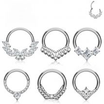 G23 Titanium Piercing EAR Nose Ring Hoops 16G CZ Hinged Segment Septum Clicker Ring Tragus Cartilage Helix Pierc Body Jewelry