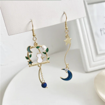 New Fashion Cute Animal Cat Earrings For Women Asymmetric Kitten Pearl Drop Earring Sweet Temperament Party Wedding Jewelry Gift