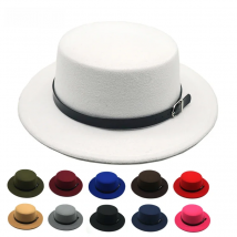 New Felt Hat Men Fedora Hats with Belt Women Vintage Trilby Caps Wool Fedora Warm Jazz Hat Chapeau Femme feutre Panaman hat