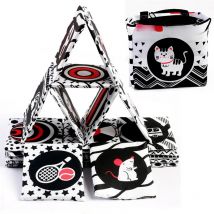 Baby Montessori Book Soft Black and White Flash Cards Washable Nontoxic Fabric Learning Toys for Infant Exercise Visual Sensory