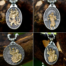 2022 Dragon slayer st george St Christopher Men's Patron Saint Of Time Travelers Archangel Michael round Pendant Chain Necklace
