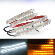 2 PCS White Amber DRL LED Daytime Running Light Sequential Runs Scan LED Strip DRL Turn Signal Lamp for Car Driving Light 12V