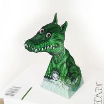 DIY Optical Illusions Green Dragon Ornaments Folding Cute Mini 3D Paper Model Papercraft Kids Adult Handmade Craft Toys ER-076