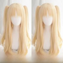 FGO Fate Grand Order Cosplay Ereshkigal Wig Curly Light Blonde Hair Anime Fate Grand Order Cosplay Wigs + 4 Red Hairpins