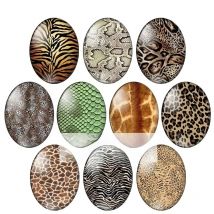New Animal skin leopard Print Patterns 10pcs 13x18mm/18x25mm/30x40mm Oval photo glass cabochon demo flat back Making findings