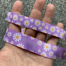 10YARD 7/8 And 5/8 Inch 22MM 16MM Purple Daisy Cartoon Ribbon