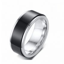 Trendy Rotating Stainless Steel Ring for Men,Creative Double-layer Black Ring,Casual Jewelry Gifts to Him Boys