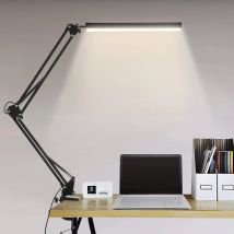 3 Mode Dimmable LED Desk Lamp with Clamp, 10 Level Brightness Adjustable, Flexible Gooseneck for Study/Office/Bedroom