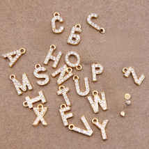 10/26pcs 12*7mm Alloy inlaid rhinestones 26 Letter Charms Pendants for Women Necklace Earring DIY jewelry Accessories