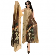 Mother's Loose Printed Dresses Women Two-Piece Suit 2025 New Summer Long Dress Female Fashion Oversize 5XL Suit Dresses Lady