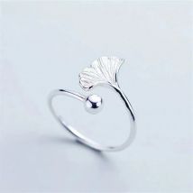 Uini-Tail Hot Sale New 925 Tibetan silver Simple Ginkgo Leaf Ring Fresh Fashion Leaf Open Ring High Quality Jewelry ED650