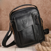 BULLCAPTAIN Casual Fashion Men's Messenger Bag's Business Portable Handbag Man Leather Shoulder Bag Mobile 6.5'' Phone Bags