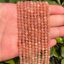 Natural Stone Beads 2 3 4mm Faceted Sunstone Gem Loose Spacer Beads for Jewelry Making DIY Bracelet Earrings Accessories 15''