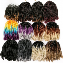 VERVES Synthetic Crochet Braid Hair Extension 8 inch,30 Strands/pack Spring Twist Ombre Braiding Hair Colorful Braids Rainbow