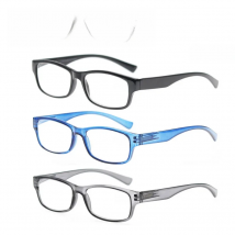 MODFANS Reading Glasses - 3 pack Square Readers for Men & Women Unbreakable Spectacle with Spring Hinge Diopter  +0.5 to +5.0