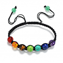 Wholesale Natural Stone 8mm Seven Color Rainbow 7 Chakra Bracelet Treatment Reiki Stone Prayer Balance Beads Bracelet for Women