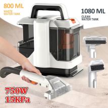 Odkurzacz do dywanów ręczny 750W, przenośny odkurzacz do plam 15KPa do samochodu, sofy, usuwający sierść zwierząt, z funkcją natrysku i ssania, zintegrowana maszyna czyszcząca.