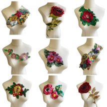 High Quality Sew On Sequins Flower Leaves Patch For Clothes DIY Accessories for Clothing T-shirt Dress Swimsuit Decoration