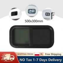 Ventana corredera para caravana, ventana de ventilación para remolque, escotilla de ventilación para Camper, ventana lateral de vidrio templado + red para insectos, 500x300mm