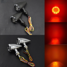 Motorcycle Black/Chrome Retro Bullet LED Turn Signal Light Brake Lamp Running Blink Light For Harley Chopper Cruiser Bobber Cafe