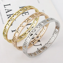 Delicate Hollow Roman Numeral Bracelets & Bangles Titanium Steel Bangle Fine Jewelry For Women Vacuum Plating Bangle Top Quality