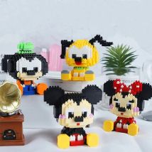410pcs+ Cartoon Mirco Building Blocks Sitting Pluto Goofy Minnie Mouse Mickey 3D Model Disney Bricks Figures Toy For Children